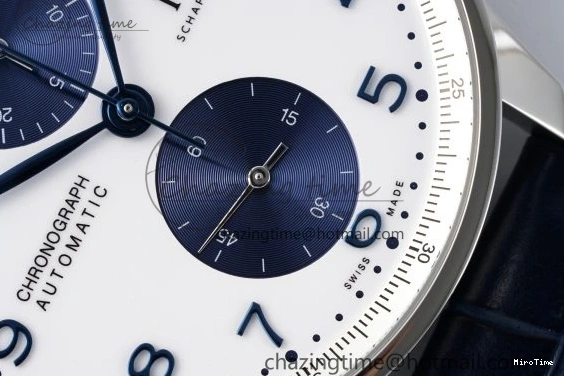 MIROTIME 0206 Portuguese Chrono IW371620 APSF 1:1 Best Edition White Blue Dial on Blue Leather Strap A MultiPurpose 7039